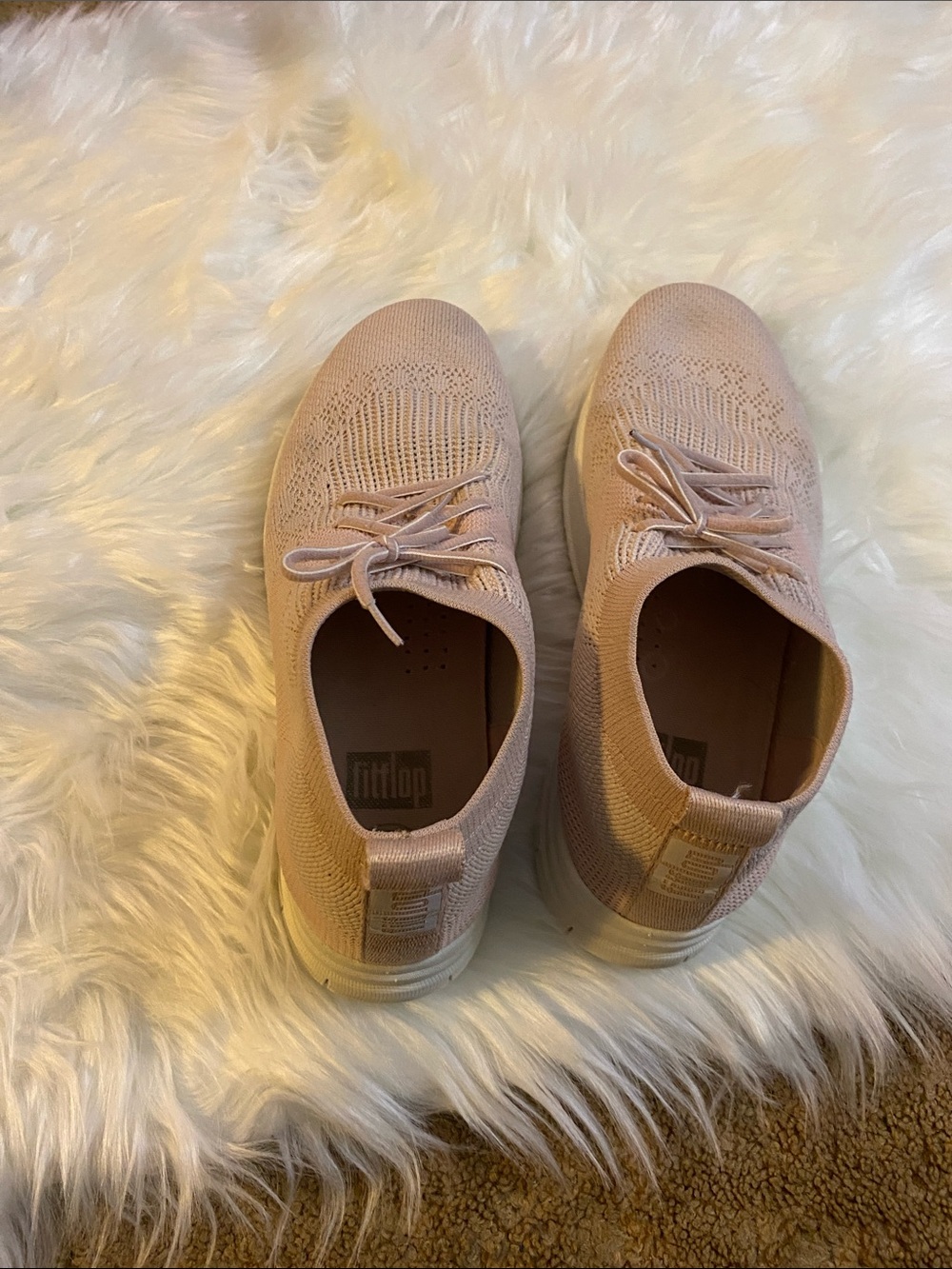 Fitflop Women’s Knit Lace-Up Sneakers in Blush Pink